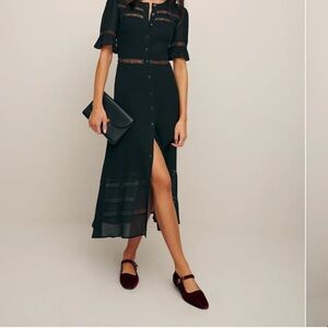 Reformation Black Midi Dress